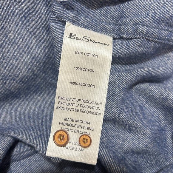 Ben Sherman Men Button Down Shirt M Long Sleeve Blue Pointed Collar 100% Cotton - Picture 9 of 10